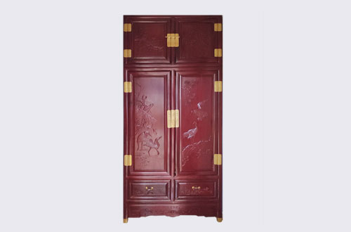白鹭湖管理区高端中式家居装修深红色纯实木衣柜