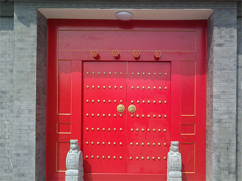 白鹭湖管理区中国传统四合院系列朱红色中式木制大门木作